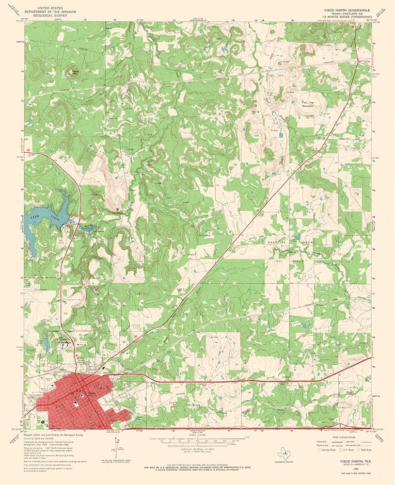 Cisco North Texas Quad - USGS 1966 art print by USGS for $57.95 CAD