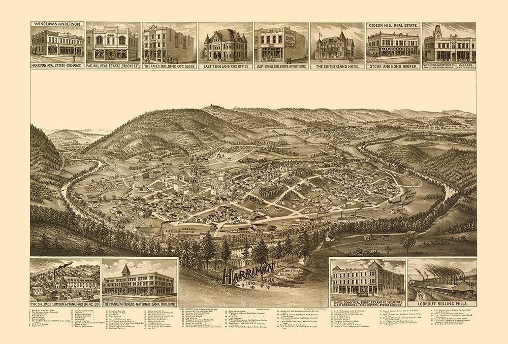 Harriman Tennessee - Burleigh 1892 art print by Burleigh for $57.95 CAD