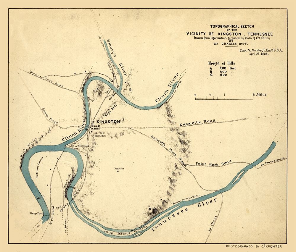 Kingston Tennessee - Michler 1863 art print by Michler for $57.95 CAD