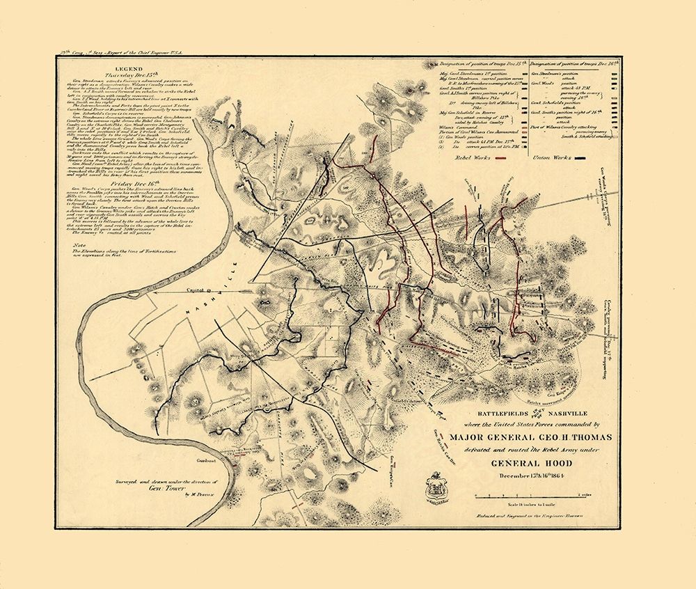 Nashville Tennessee - Peseux 1864 art print by Peseux for $57.95 CAD