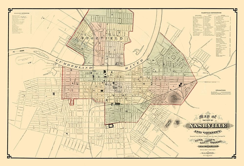 Nashville Tennessee - Foster 1877 art print by Foster for $57.95 CAD