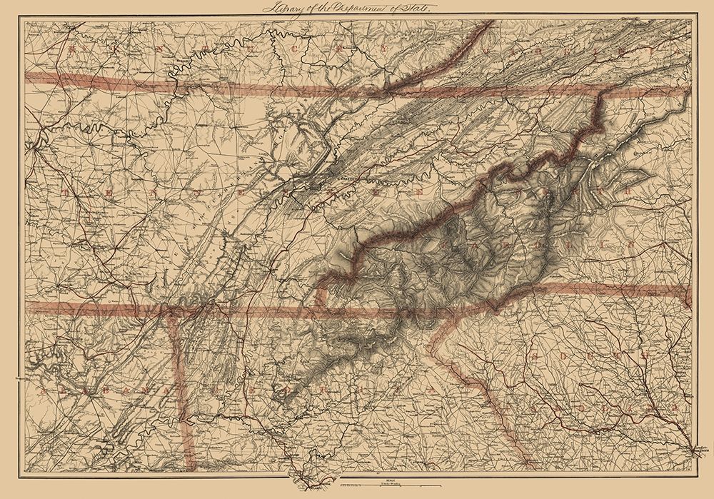 Eastern Tennessee, Parts of Adjoining States 1865 art print by Krebs for $57.95 CAD