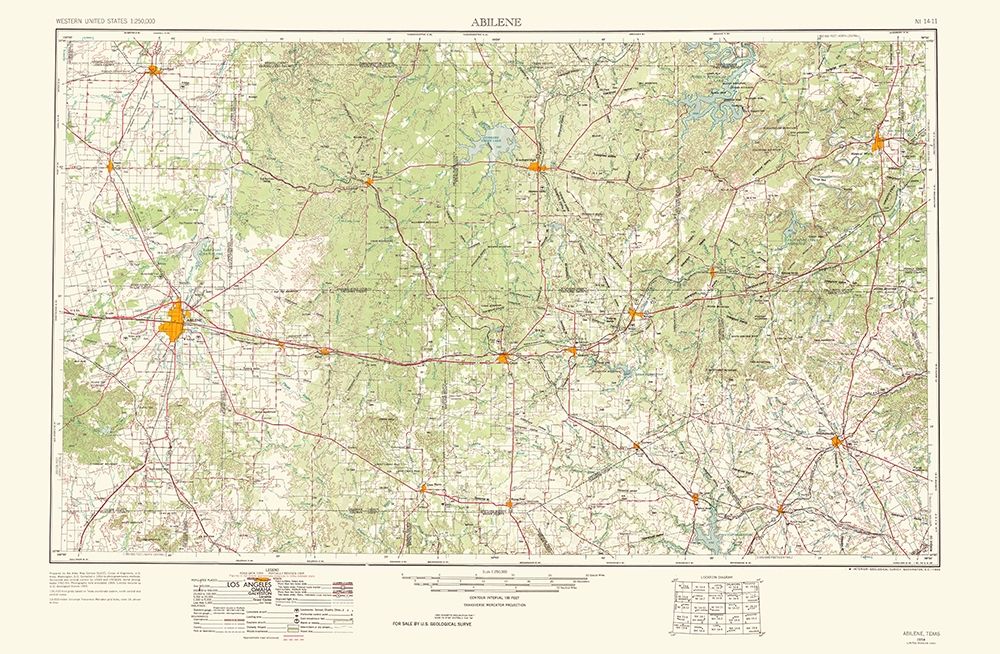 Abilene Texas Quad - USGS 1966 art print by USGS for $57.95 CAD