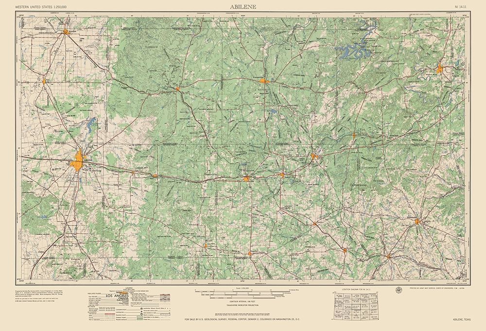 Abilene Texas Quad - USGS 1954 art print by USGS for $57.95 CAD