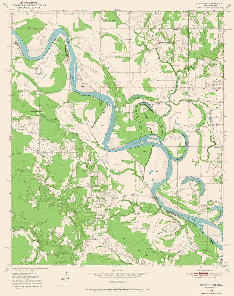 Acworth Texas Quad - USGS 1950 art print by USGS for $57.95 CAD