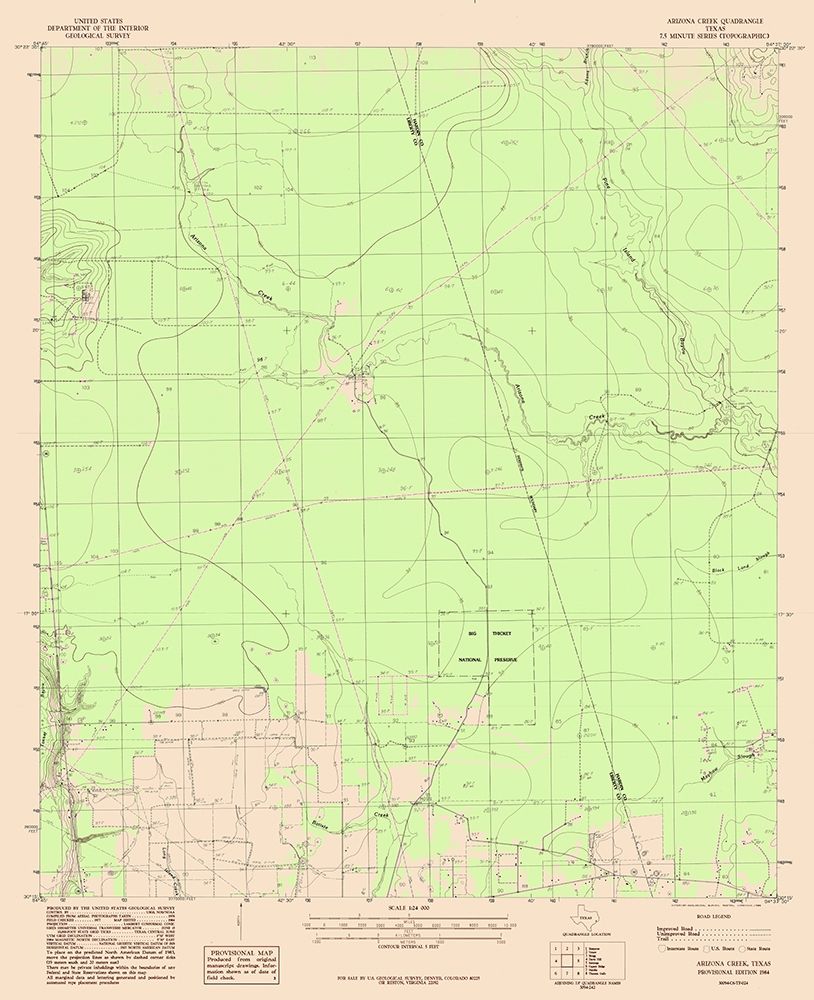 Arizona Creek Texas Quad - USGS 1984 art print by USGS for $57.95 CAD