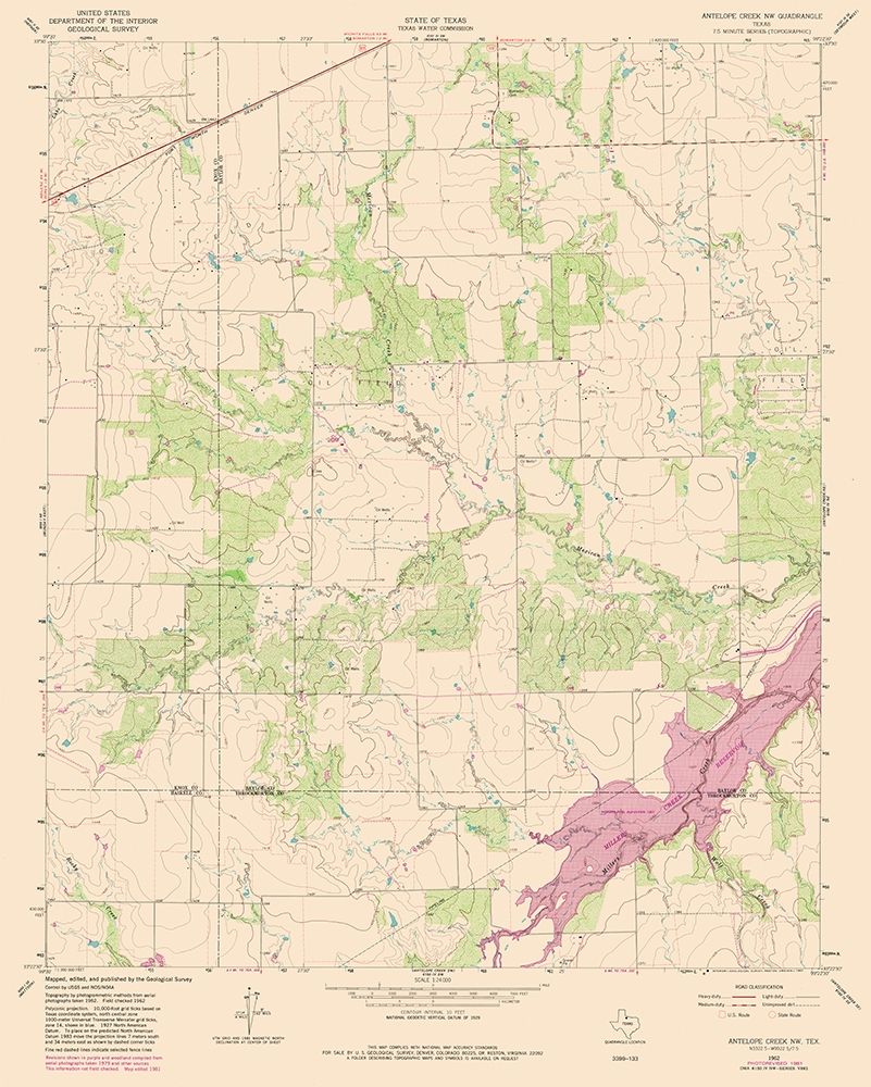 North West Antelope Creek Texas Quad - USGS 1962 art print by USGS for $57.95 CAD