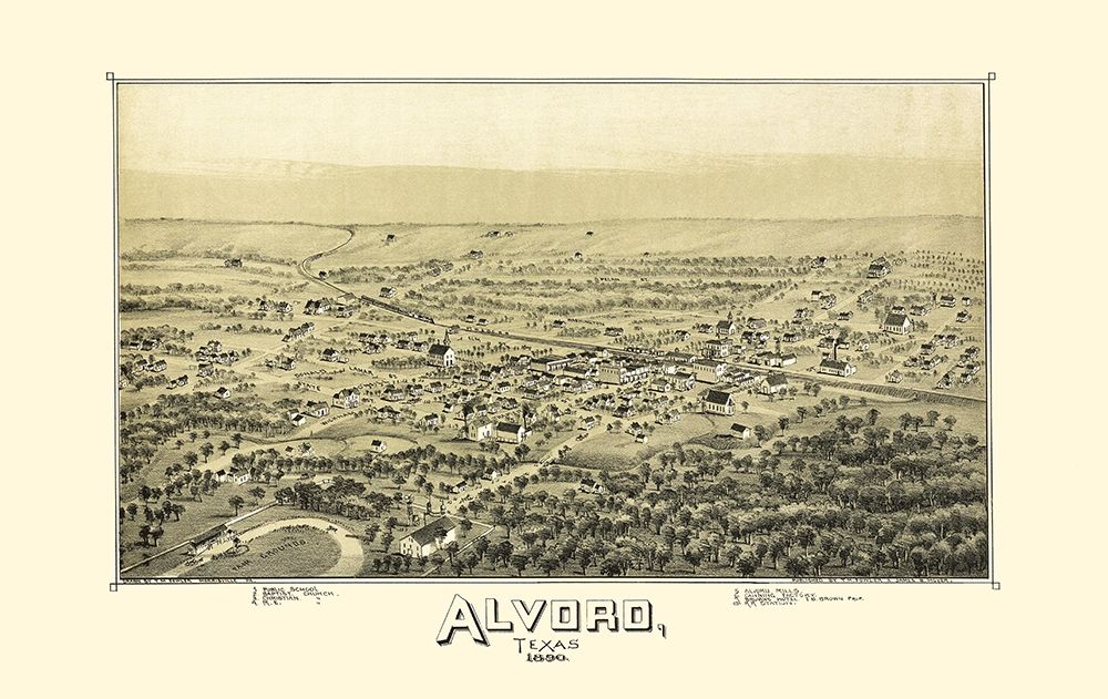 Alvord Texas - Fowler 1890 art print by Fowler for $57.95 CAD