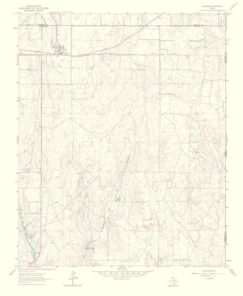 Allison Texas Quad - USGS 1965 art print by USGS for $57.95 CAD