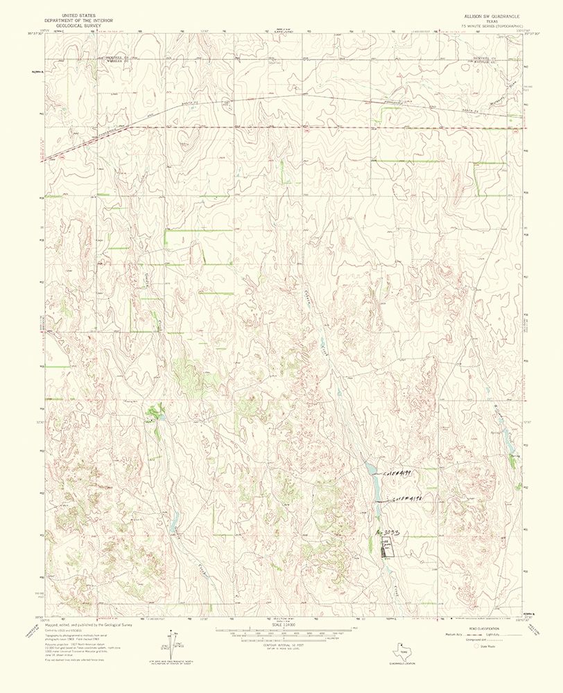 Allison Southwest Texas Quad - USGS 1969 art print by USGS for $57.95 CAD