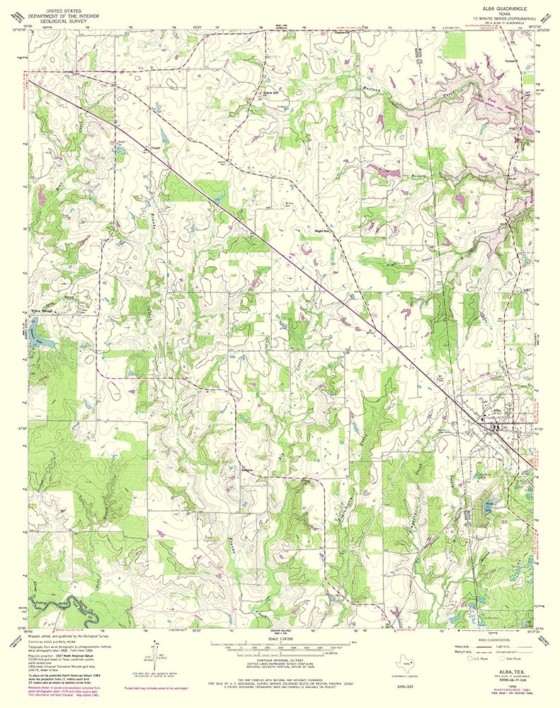 Alba Texas Quad - USGS 1958 art print by USGS for $57.95 CAD