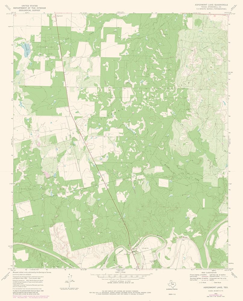 Aspermont Lake Texas Quad - USGS 1969 art print by USGS for $57.95 CAD