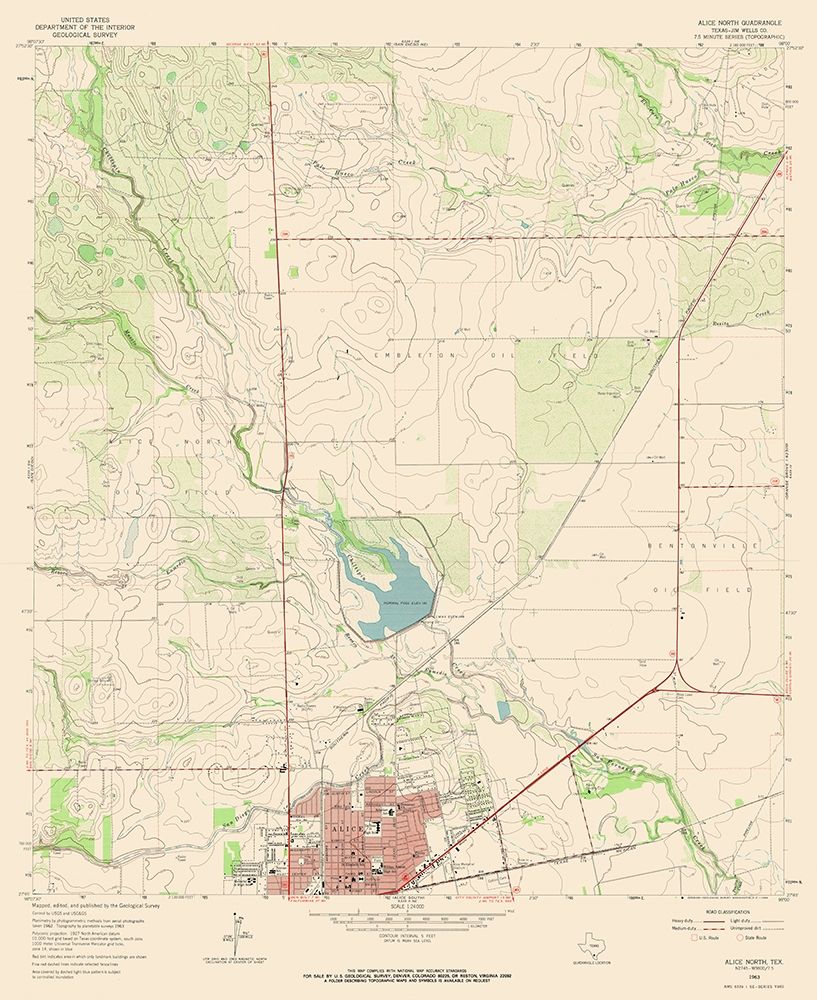 North Alice Texas Quad - USGS 1963 art print by USGS for $57.95 CAD
