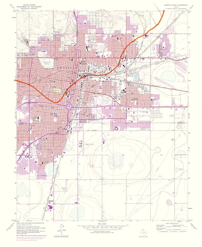 Amarillo East Texas Quad - USGS 1975 art print by USGS for $57.95 CAD