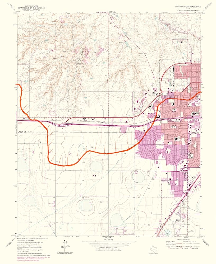 Amarillo West Texas Quad - USGS 1975 art print by USGS for $57.95 CAD