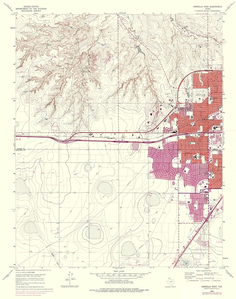 West Amarillo Texas Quad - USGS 1960 art print by USGS for $57.95 CAD