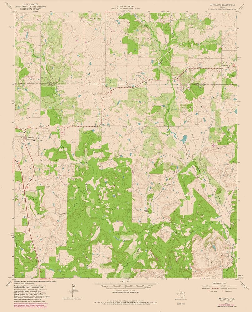 Antelope Texas Quad - USGS 1964 art print by USGS for $57.95 CAD