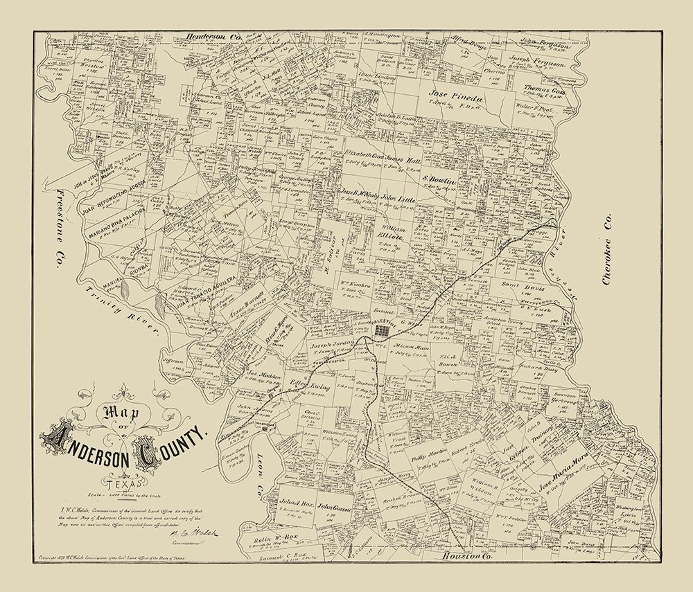 Anderson County Texas - Walsh 1879 art print by Walsh for $57.95 CAD