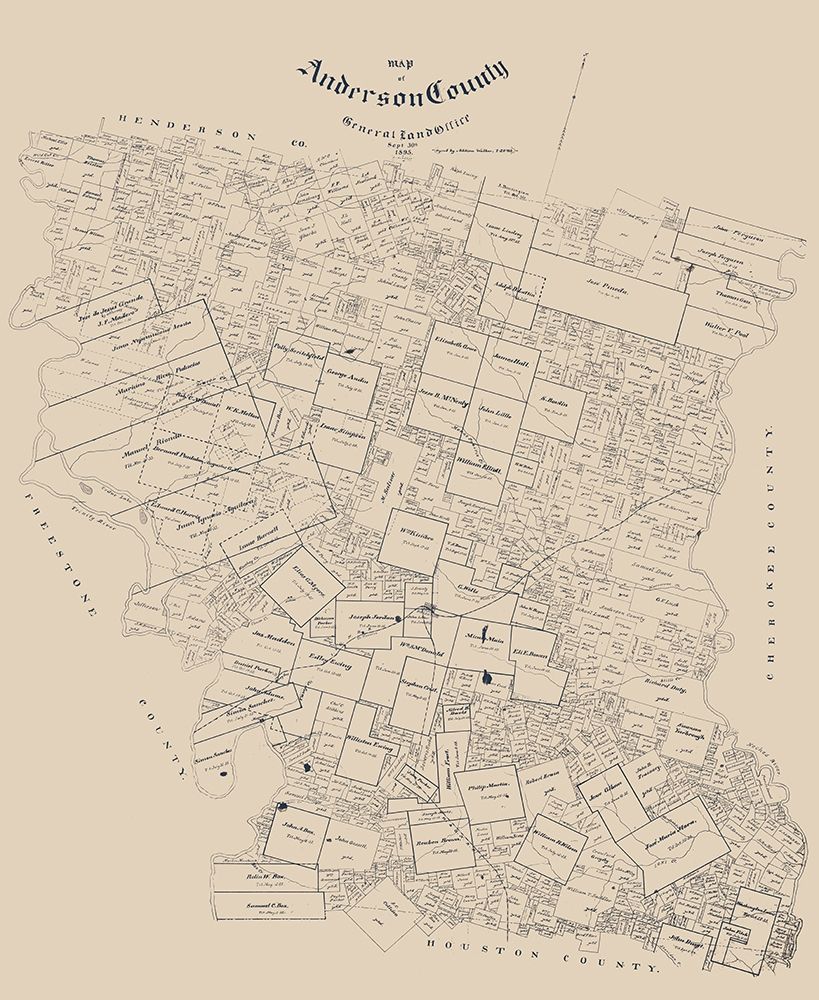 Anderson County Texas - Walker 1903 art print by Walker for $57.95 CAD