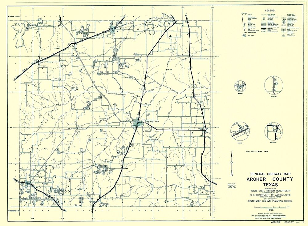 Archer Texas - Highway Dept 1936 art print by Highway Dept for $57.95 CAD