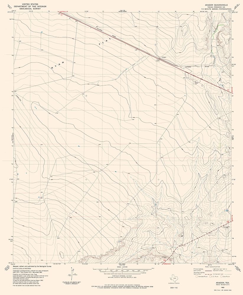 Aragon Texas Quad - USGS 1983 art print by USGS for $57.95 CAD