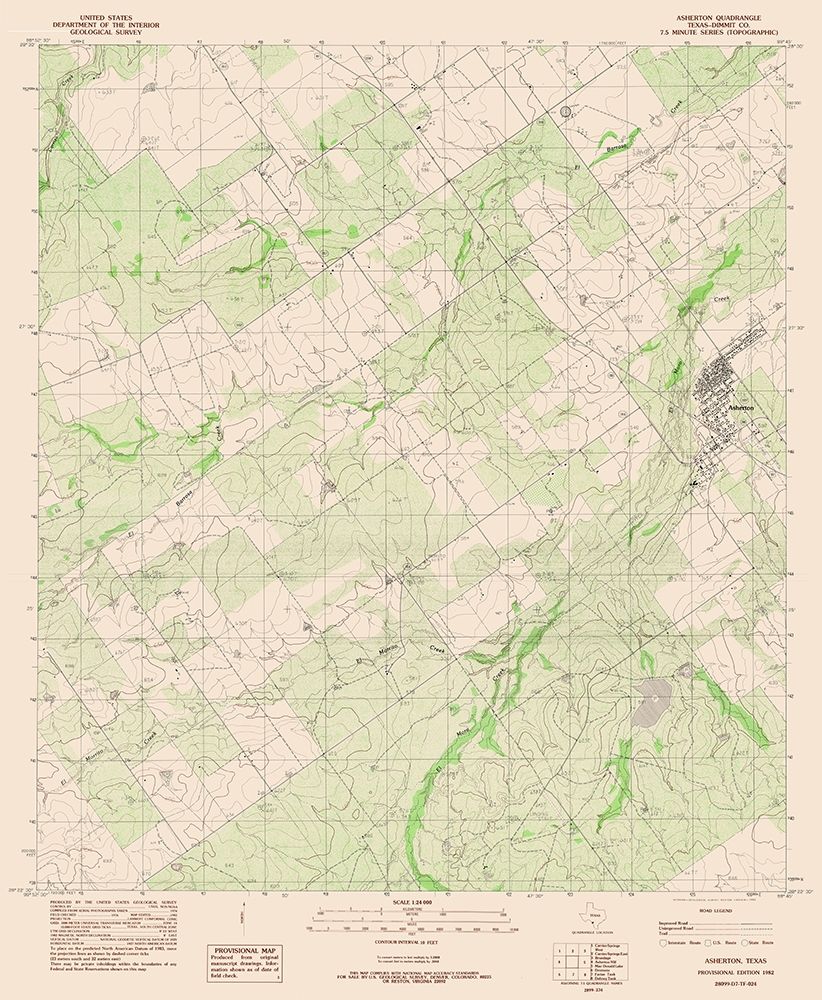 Asherton Texas Quad - USGS 1982 art print by USGS for $57.95 CAD