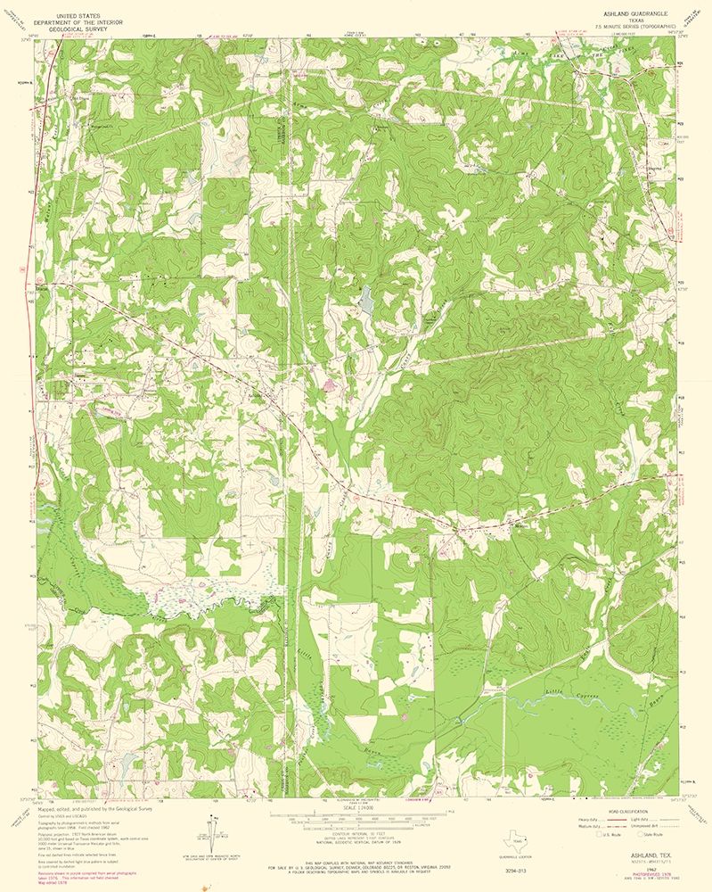 Ashland Texas Quad - USGS 1962 art print by USGS for $57.95 CAD