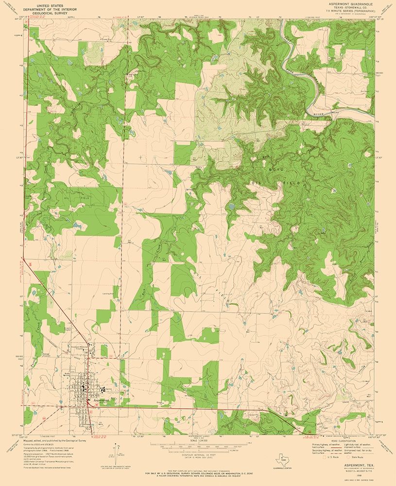Aspermont Texas Quad - USGS 1968 art print by USGS for $57.95 CAD