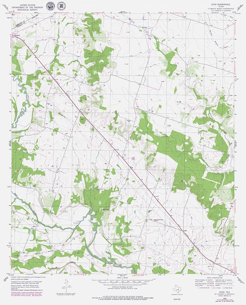 Ater Texas Quad - USGS 1955 art print by USGS for $57.95 CAD