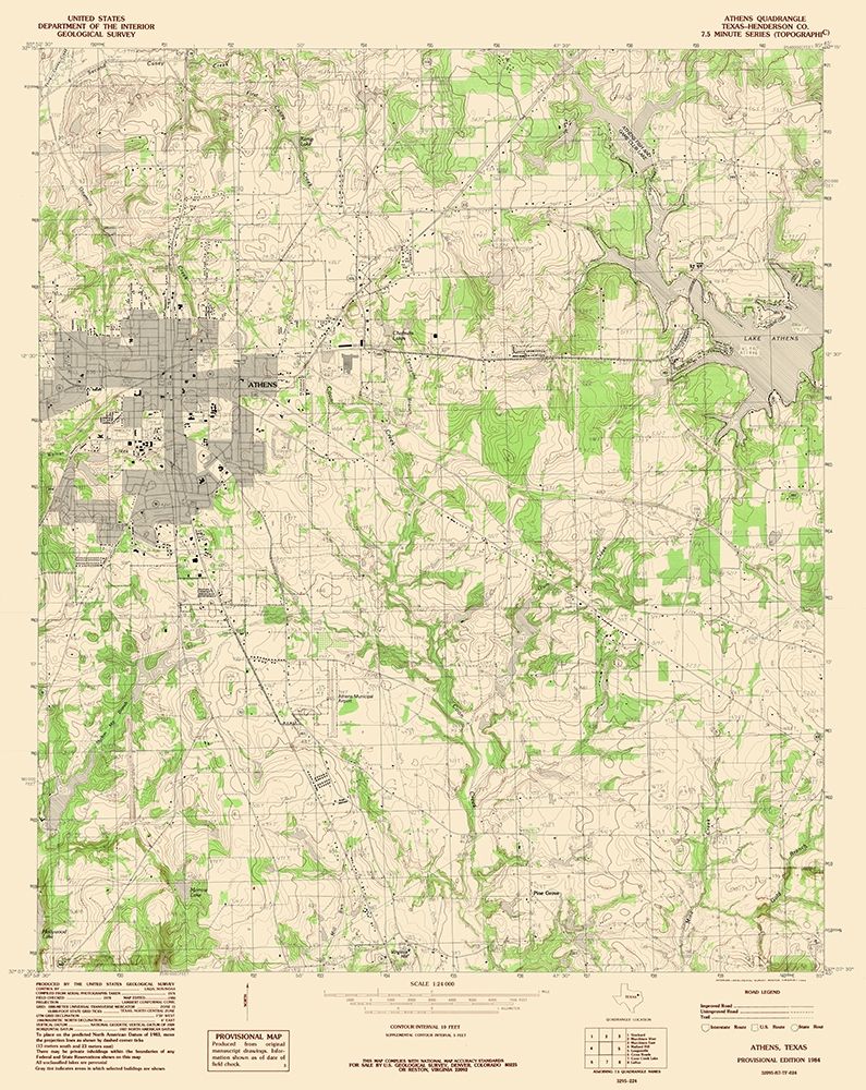 Athens Texas Quad - USGS 1984 art print by USGS for $57.95 CAD
