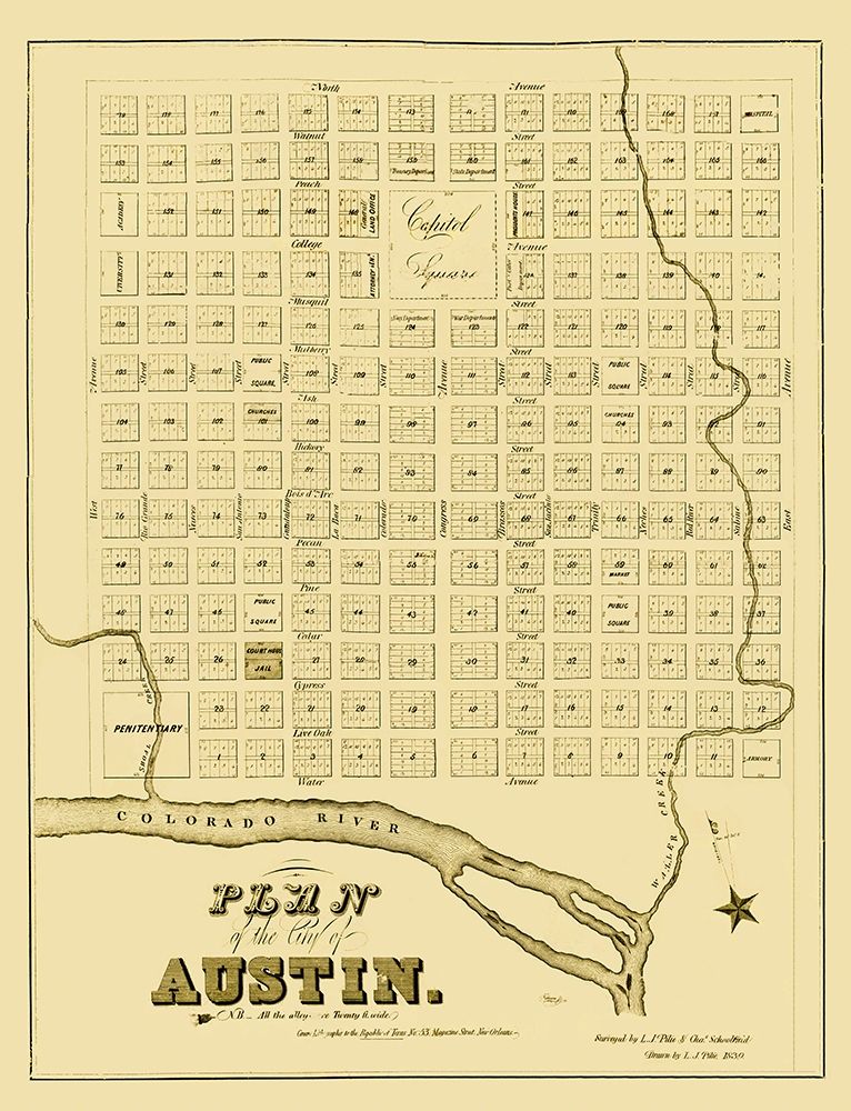 Austin Texas - Pilie 1839 art print by Pilie for $57.95 CAD