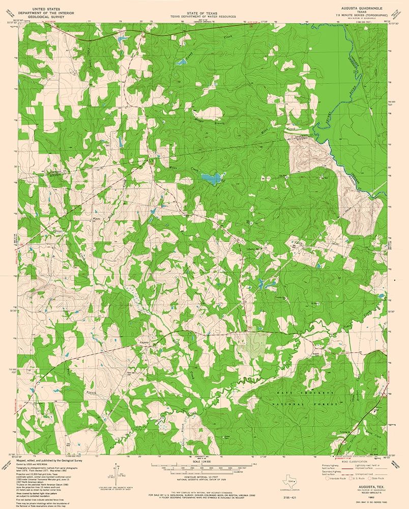 Augusta Texas Quad - USGS 1982 art print by USGS for $57.95 CAD