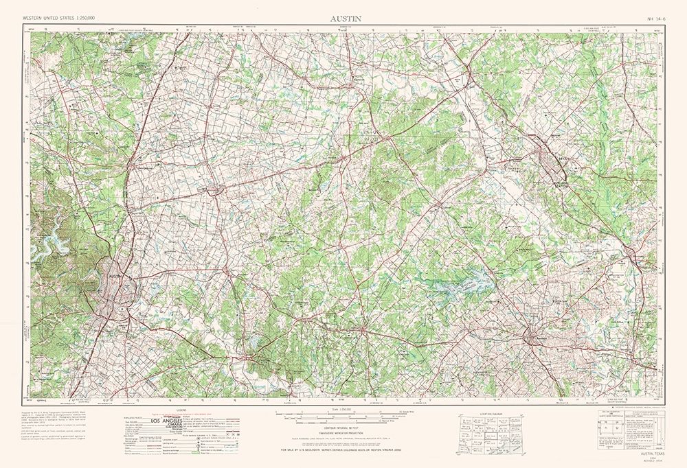 Austin Texas Quad - USGS 1954 art print by USGS for $57.95 CAD