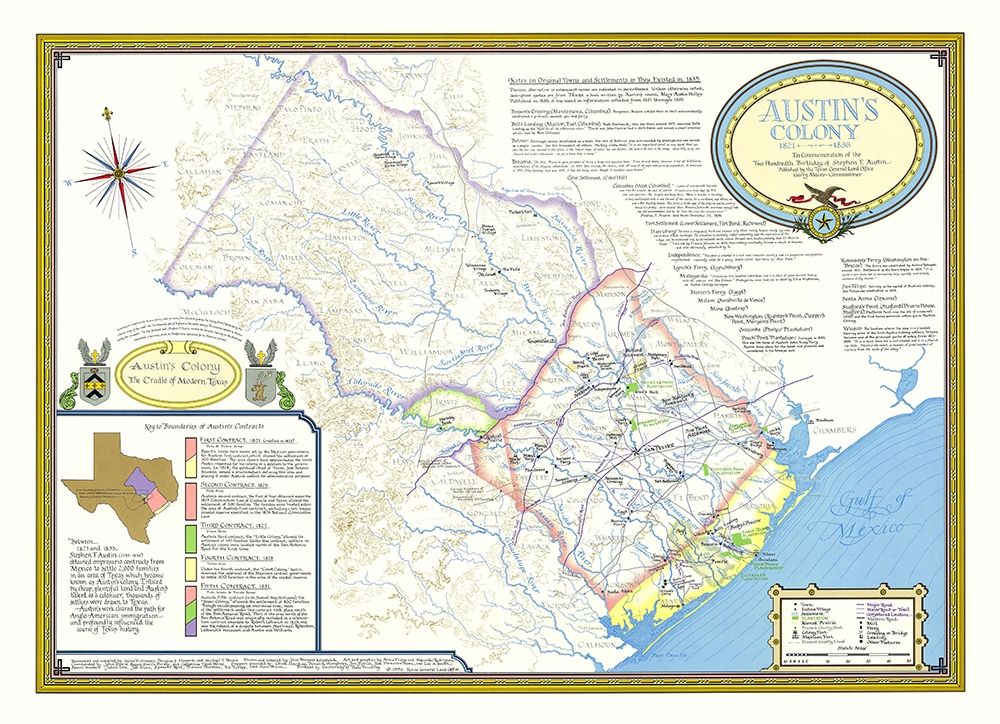 Austin Colony 1821-1836 Texas - 1993 art print by Unknown for $57.95 CAD