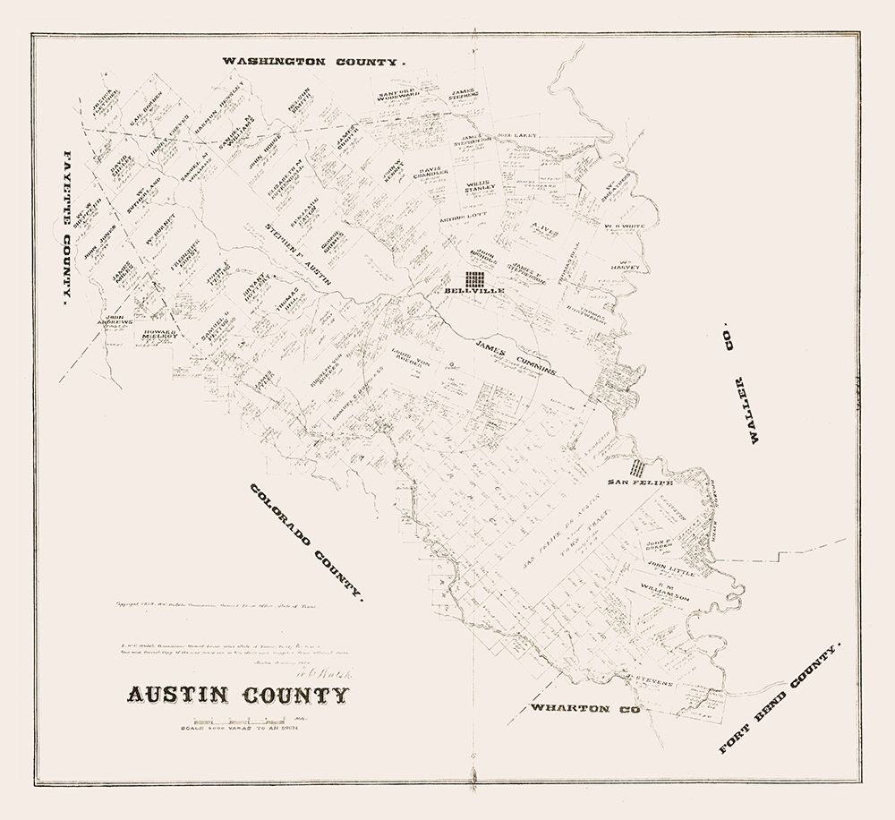 Austin County Texas - Walsh 1879 art print by Walsh for $57.95 CAD