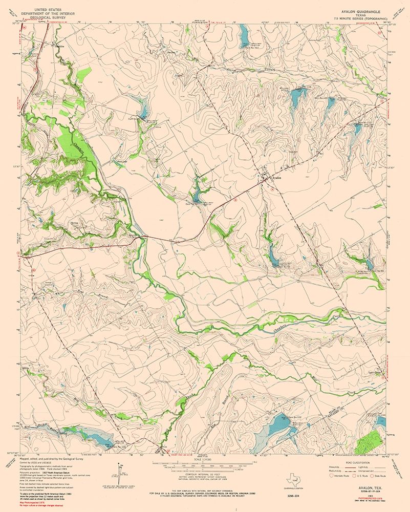 Avalon Texas Quad - USGS 1976 art print by USGS for $57.95 CAD