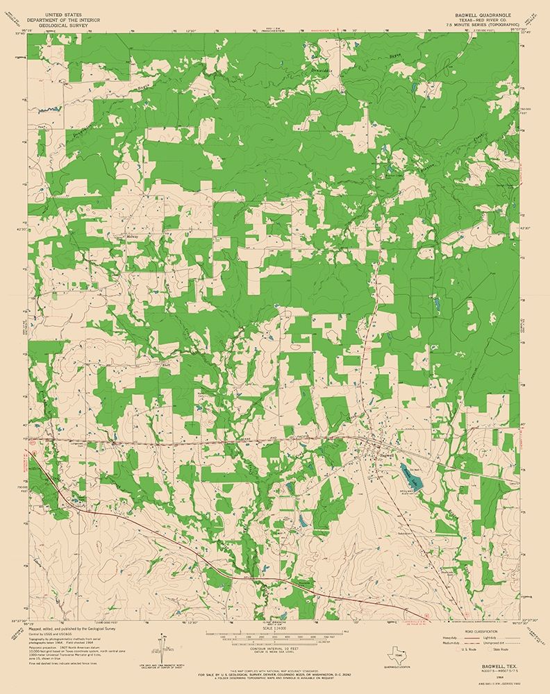 Bagwell Texas Quad - USGS 1964 art print by USGS for $57.95 CAD