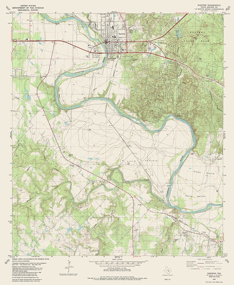 Bastrop Texas Quad - USGS 1982 art print by USGS for $57.95 CAD