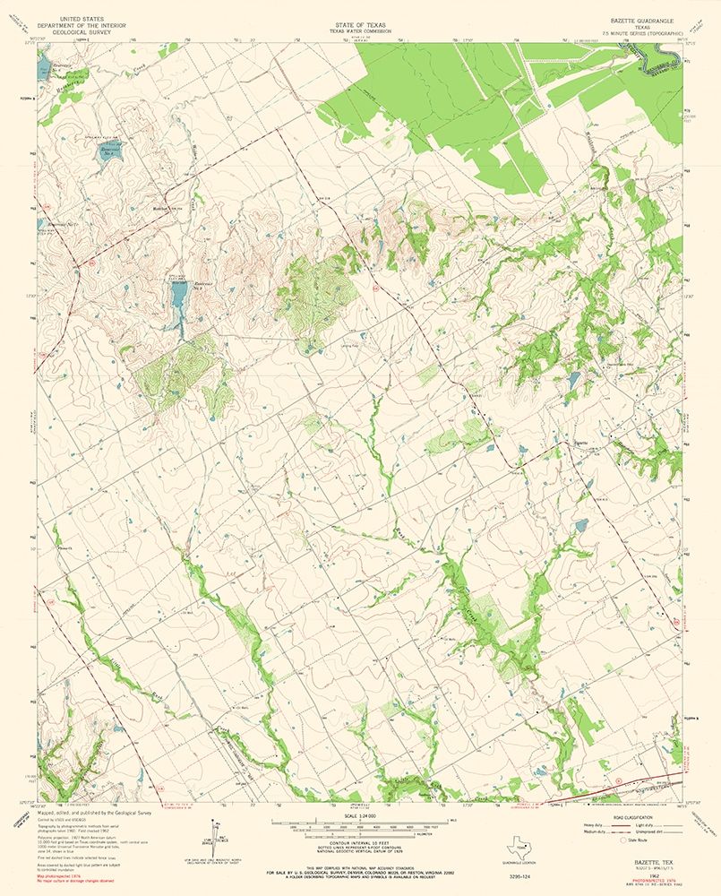 Bazette Texas Quad - USGS 1962 art print by USGS for $57.95 CAD
