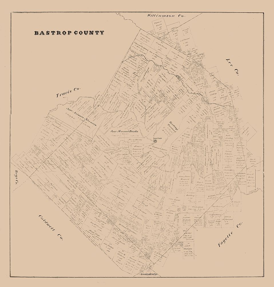 Bastrop County Texas - 1879 art print by Unknown for $57.95 CAD