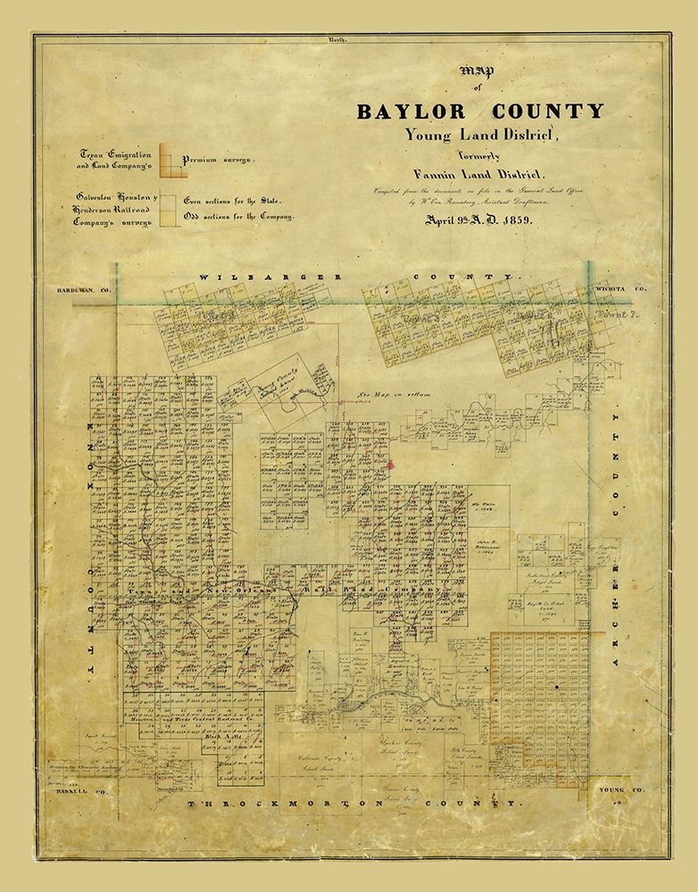Baylor County Texas - Rosenberg 1859 art print by Rosenberg for $57.95 CAD