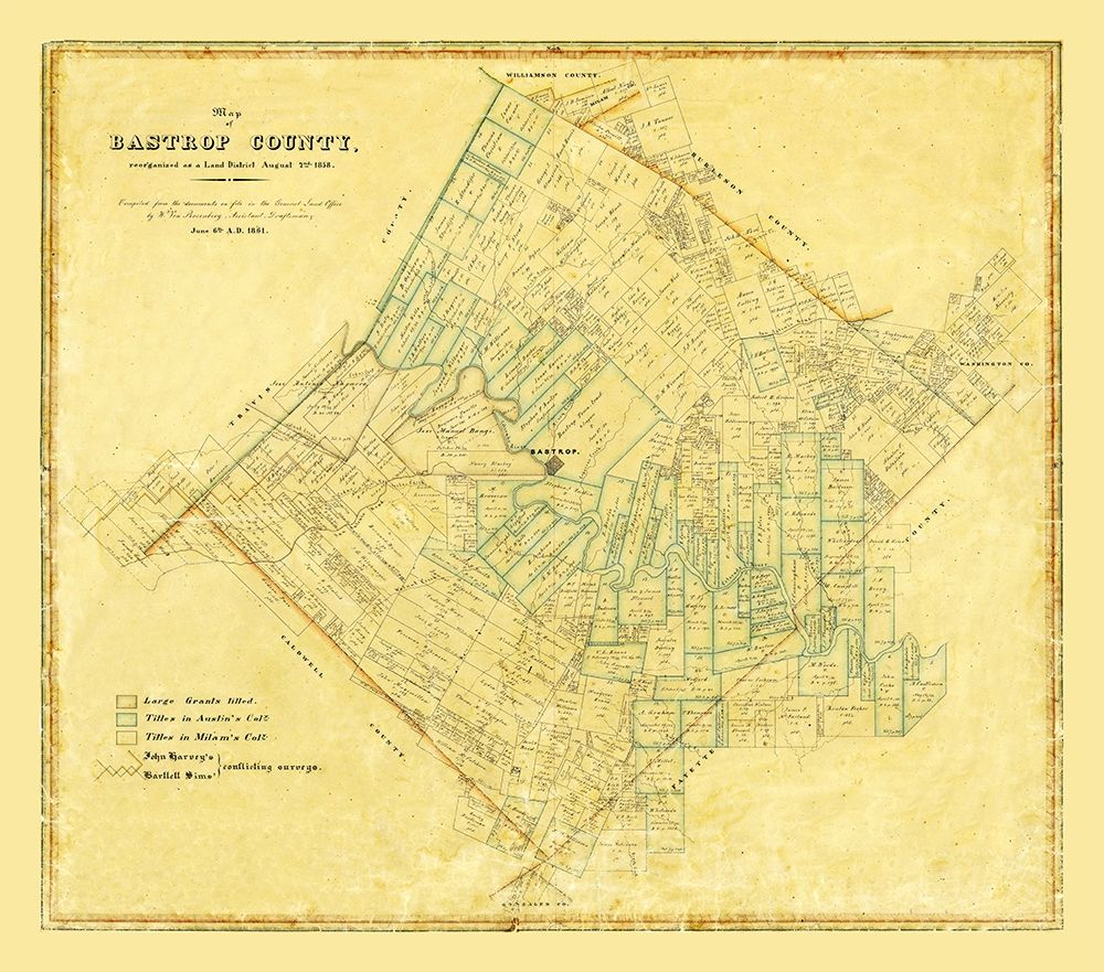 Bastrop County Texas - Rosenberg 1861 art print by Rosenberg for $57.95 CAD