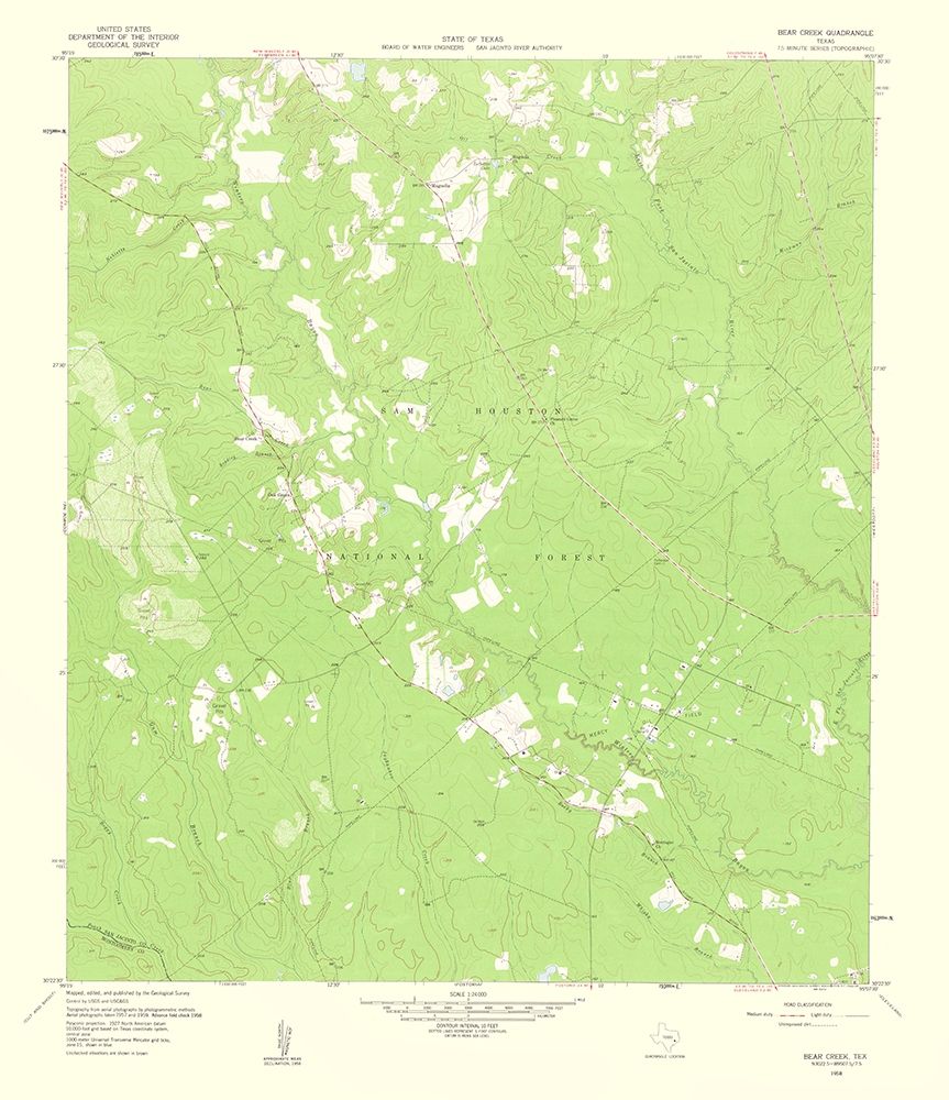 Bear Creek Texas Quad - USGS 1960 art print by USGS for $57.95 CAD