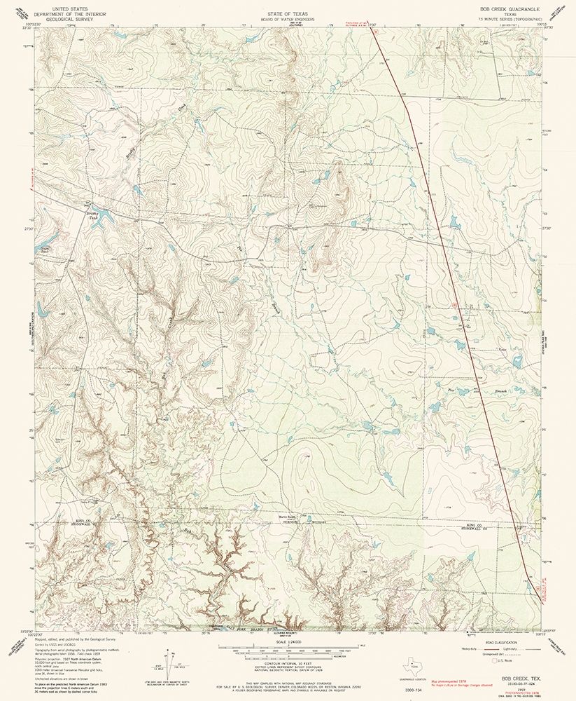 Bob Creek Texas Quad - USGS 1959 art print by USGS for $57.95 CAD