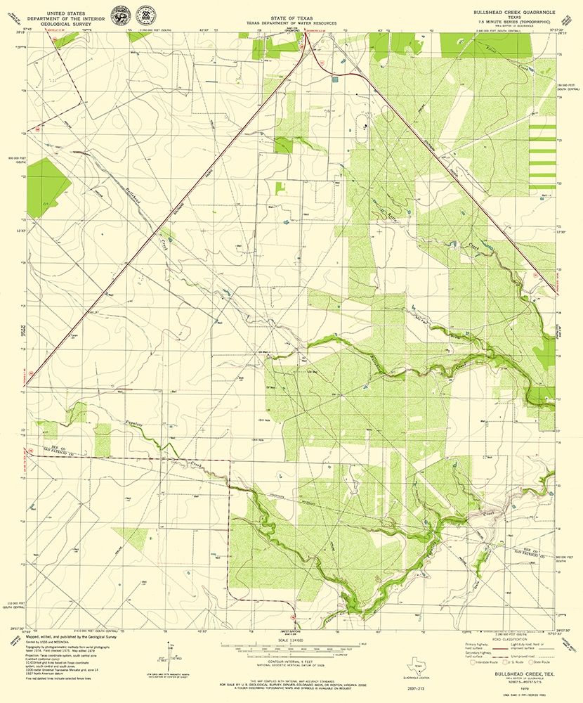 Bullshead Creek Texas Quad - USGS 1979 art print by USGS for $57.95 CAD