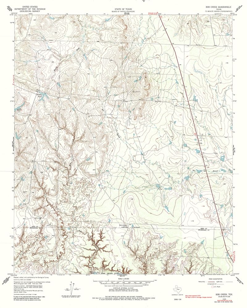 Bob Creek Texas Quad - USGS 1959 art print by USGS for $57.95 CAD