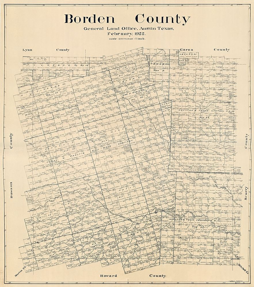 Borden County Texas - Hedick 1922 art print by Hedick for $57.95 CAD