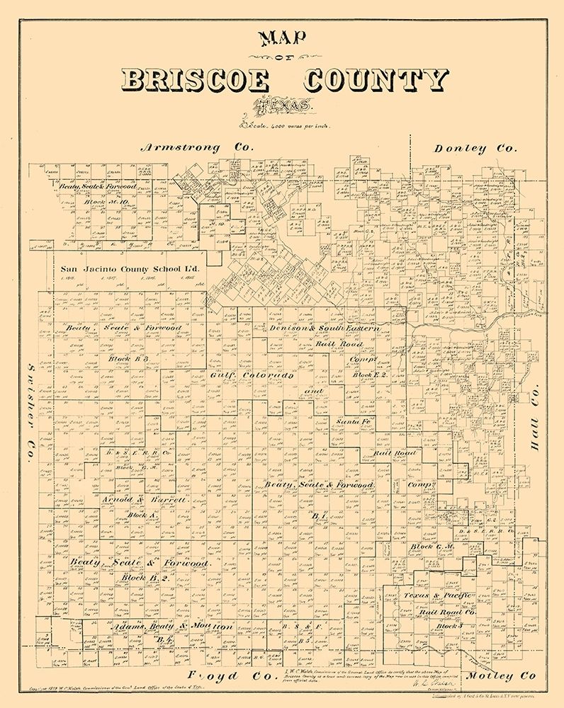 Briscoe County Texas - Walsh 1879 art print by Walsh for $57.95 CAD