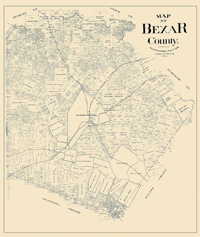 Bexar Texas Landowner - Rowe 1896 art print by Rowe for $57.95 CAD