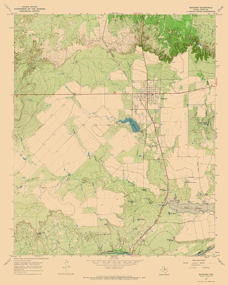 Benjamin Texas Quad - USGS 1967 art print by USGS for $57.95 CAD